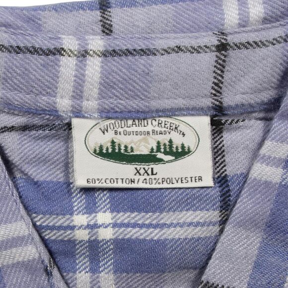 Woodland Creek Women's Long Sleeve Button-Up Pleated Shirt in Blue Plaid, XXL - Picture 6 of 7